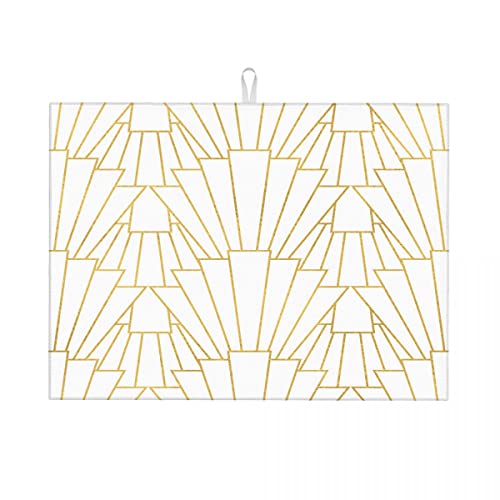 Abtropfmatte mit goldener Textur, Geometrie, kariert, Kurve, für Geschirr, Kaffee, langlebig, groß, 45,7 x 61 cm von Anceky