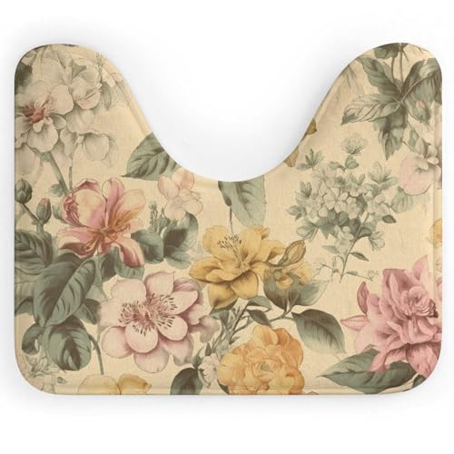 Anceky Badematte mit blühenden Blumen, U-förmiger Toilettenteppich, rutschfest, schnelltrocknend – super saugfähig, 40,6 x 50,8 cm, ultradünne Bodenmatten für Badezimmer, Schlafzimmer, Wohnzimmer Anceky Badematte mit blühenden Blumen, U-förmiger Toilettenteppich, rutschfest, schnelltrocknend – super saugfähig, 40,6 x 50,8 cm, ultradünne Bodenmatten für Badezimmer, Schlafzimmer, Wohnzimmer von Anceky
