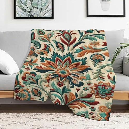 Anceky Dekorative Flanelldecke mit Blumen und Blättern, leichte, gemütliche Decke für Sofa, Bett, Reisen, Camping, Mehrzweck-Geschenkdecke, 101,6 x 127 cm Anceky Dekorative Flanelldecke mit Blumen und Blättern, leichte, gemütliche Decke für Sofa, Bett, Reisen, Camping, Mehrzweck-Geschenkdecke, 101,6 x 127 cm von Anceky