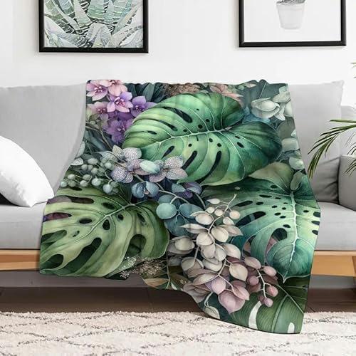 Anceky Flanelldecke mit Monstera-Pflanze, weiche, gemütliche, Flauschige Decke für Sofa, Bett, Reisen, Camping, Mehrzweckgeschenk für alle Jahreszeiten, 127 x 152 cm von Anceky