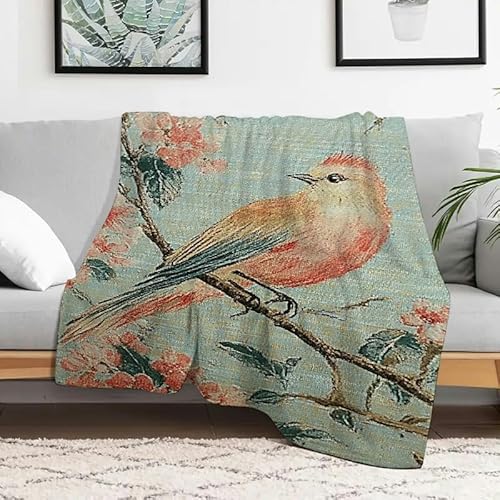 Anceky Fuzzyffy, weiche, gemütliche Decke mit Vogelzweig- und Blumenmotiv, strapazierfähige Flanelldecke für Sofa, Reisen, Camping, Bett, Mehrzweckgeschenk, 127 x 152 cm Anceky Fuzzyffy, weiche, gemütliche Decke mit Vogelzweig- und Blumenmotiv, strapazierfähige Flanelldecke für Sofa, Reisen, Camping, Bett, Mehrzweckgeschenk, 127 x 152 cm von Anceky