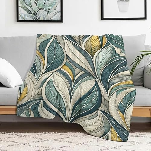 Anceky Leichte Flanelldecke mit Blättern und Tropfenform, weiche, gemütliche Mehrzweck-Geschenkdecke für Sofa, Reisen, Camping, Bett, Stuhl, 101,6 x 127 cm von Anceky
