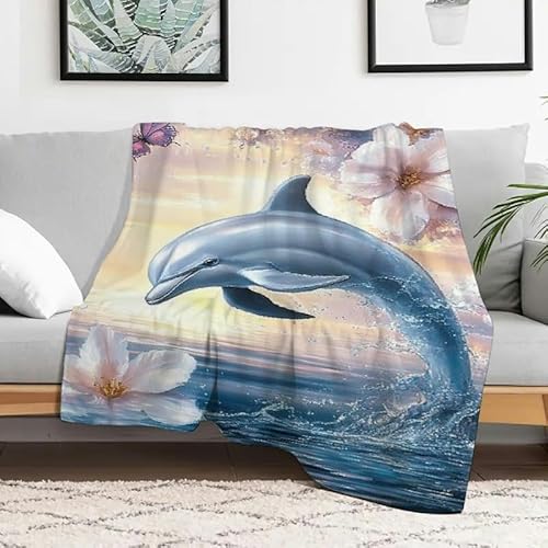 Anceky Leichte Flanelldecke mit Delfin- und Schmetterlingsmotiv, weiche, strapazierfähige Mehrzweckdecke für Sofa, Reisen, Camping, Bett, Stuhl, 101,6 x 127 cm Anceky Leichte Flanelldecke mit Delfin- und Schmetterlingsmotiv, weiche, strapazierfähige Mehrzweckdecke für Sofa, Reisen, Camping, Bett, Stuhl, 101,6 x 127 cm von Anceky