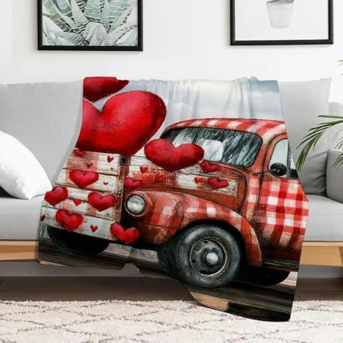 Anceky Leichte Flanelldecke mit Herzensliebe, weiche, gemütliche, strapazierfähige Decke für Sofa, Reisen, Camping, Bett, Mehrzweckgeschenk, 101,6 x 127 cm von Anceky