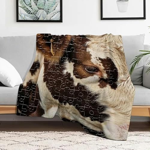 Anceky Leichte Flanelldecke mit Kuhfleckenfell, weiche, gemütliche Mehrzweckdecke für Sofa, Reisen, Camping, Bett, Stuhl, 127 x 152 cm von Anceky