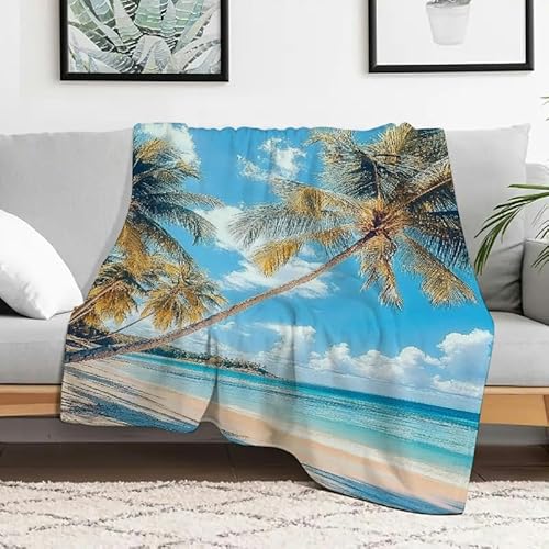 Anceky Leichte Flanelldecke mit Palmenmotiv, gemütliche, dekorative Mehrzweckdecke für Sofa, Reisen, Camping, Bett, Stuhl, 127 x 152 cm Anceky Leichte Flanelldecke mit Palmenmotiv, gemütliche, dekorative Mehrzweckdecke für Sofa, Reisen, Camping, Bett, Stuhl, 127 x 152 cm von Anceky