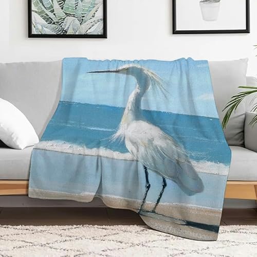 Anceky Leichte Flanelldecke mit Vogel-, Strand- und Motiv, weiche, gemütliche Mehrzweckdecke für Sofa, Reisen, Camping, Bett, Stuhl, 101,6 x 127 cm von Anceky