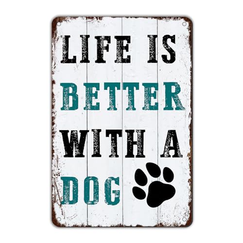 Anceky Metallschild „Life Is Better With A Dog, Retro-Blechschild, Wanddekoration für Zuhause, Garage, Schlafzimmer, Küche, Wohnzimmer, 14 x 20 cm Anceky Metallschild „Life Is Better With A Dog, Retro-Blechschild, Wanddekoration für Zuhause, Garage, Schlafzimmer, Küche, Wohnzimmer, 14 x 20 cm von Anceky