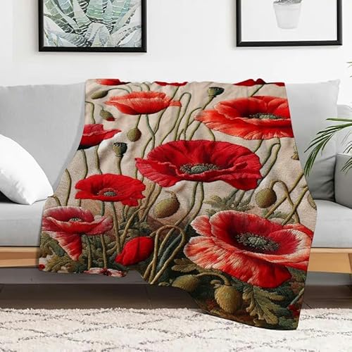 Anceky Poppies Fuzzyffy Weiche, gemütliche Decke, leichte Flanelldecke für Sofa, Reisen, Camping, Bett, Mehrzweckgeschenk, 127 x 152 cm Anceky Poppies Fuzzyffy Weiche, gemütliche Decke, leichte Flanelldecke für Sofa, Reisen, Camping, Bett, Mehrzweckgeschenk, 127 x 152 cm von Anceky
