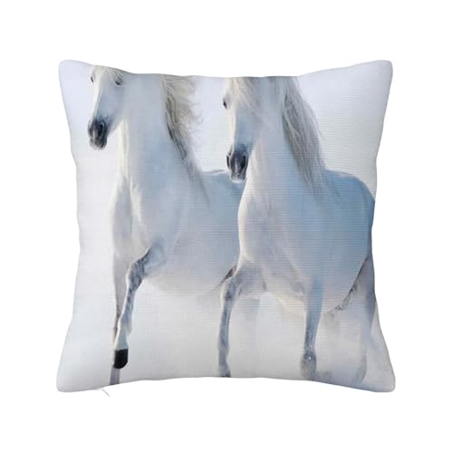 Anceky Weiche Kissenbezüge für den Winter, moderner Sofa-Überwurfkissenbezug, Edle Pferde, Schneereinheit, dekorativer Outdoor-Kissenbezug für Couch, Bett, Auto, Zuhause, Weiß, 61 x 61 cm Anceky Weiche Kissenbezüge für den Winter, moderner Sofa-Überwurfkissenbezug, Edle Pferde, Schneereinheit, dekorativer Outdoor-Kissenbezug für Couch, Bett, Auto, Zuhause, Weiß, 61 x 61 cm von Anceky