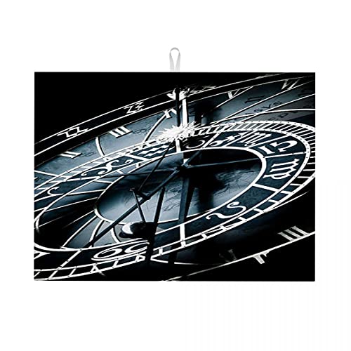 Astronomische Uhr Prag Sternzeichen Bild Geschirr Abtropfmatte Geschirrsieb Matte für Arbeitsplatte klein 16 x 18 Zoll von Anceky