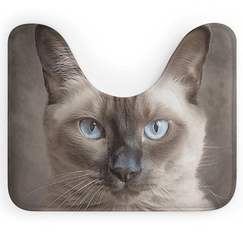 Badematte mit schönem Siamkatzen-Motiv, U-förmig, Toilettenvorleger, rutschfest, schnelltrocknend – super saugfähig, 40,6 x 50,8 cm, ultradünne Bodenmatten für Badezimmer, Schlafzimmer, Wohnzimmer Badematte mit schönem Siamkatzen-Motiv, U-förmig, Toilettenvorleger, rutschfest, schnelltrocknend – super saugfähig, 40,6 x 50,8 cm, ultradünne Bodenmatten für Badezimmer, Schlafzimmer, Wohnzimmer von Anceky