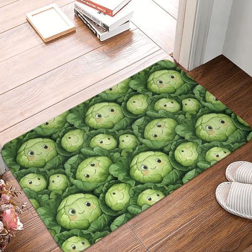 Badezimmerteppich mit Cartoon-Motiv, niedlicher Kohl-Aufdruck, rutschfest, waschbar, 40,6 x 61 cm, Badematte, Badteppiche für Badezimmerdekor, weiche Bodentürmatte, Küchenteppiche, waschbarer Teppich von Anceky