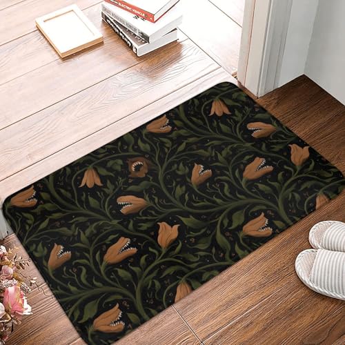Badezimmerteppich mit Gothic-Pflanzen- und Zahn-Aufdruck, rutschfest, waschbar, 40,6 x 61 cm, Badematte, Badteppiche für Badezimmerdekor, weiche Boden-Fußmatte, Küchenteppiche, waschbarer Teppich für Badezimmerteppich mit Gothic-Pflanzen- und Zahn-Aufdruck, rutschfest, waschbar, 40,6 x 61 cm, Badematte, Badteppiche für Badezimmerdekor, weiche Boden-Fußmatte, Küchenteppiche, waschbarer Teppich für von Anceky