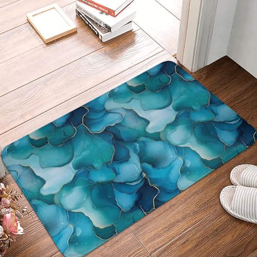 Badezimmerteppich mit -Marmor-Textur-Druck, rutschfest, waschbar, 40,6 x 61 cm, Badematte, Badteppiche für Badezimmerdekor, weiche Bodentürmatte, Küchenteppiche, waschbarer Teppich für die Badewa von Anceky