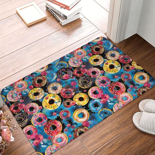 Badezimmerteppich mit abstraktem Donut-Farbdruck, rutschfest, waschbar, 40,6 x 61 cm, Badematte, Badteppiche für Badezimmerdekor, weiche Bodentürmatte, Küchenteppiche, waschbarer Teppich für die Badew von Anceky