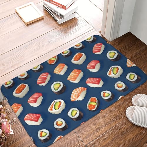 Badezimmerteppich mit buntem Sushi-Reisbällchen-Aufdruck, rutschfest, waschbar, 40,6 x 61 cm, Badematte, Badteppiche für Badezimmerdekor, weiche Bodentürmatte, Küchenteppiche, waschbarer Teppich für d von Anceky