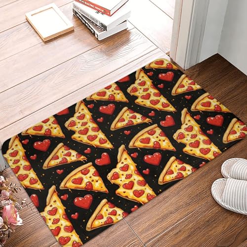Badezimmerteppich mit rotem Pizza-Herz-Aufdruck, rutschfest, waschbar, 40,6 x 61 cm, Badematte, Badteppiche für Badezimmerdekor, weiche Boden-Fußmatte, Küchenteppiche, waschbarer Teppich für die Badew Badezimmerteppich mit rotem Pizza-Herz-Aufdruck, rutschfest, waschbar, 40,6 x 61 cm, Badematte, Badteppiche für Badezimmerdekor, weiche Boden-Fußmatte, Küchenteppiche, waschbarer Teppich für die Badew von Anceky