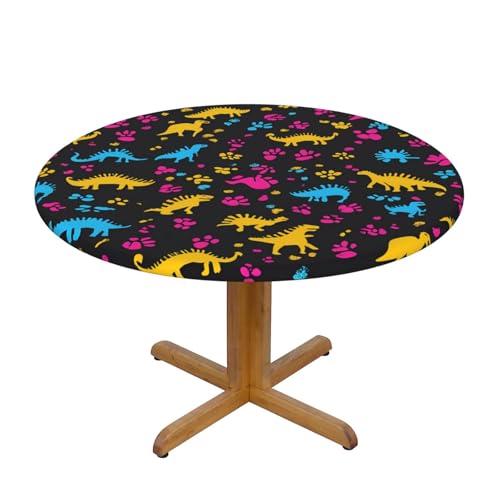 Bunte, runde Tischdecke mit Dinosauriern und elastischem Rand, Dehnbare Tischdecke mit Dino-Pfotenabdruck für 45-50 Zoll große Tische, wasserdichter Schutz für Essenspartys im Innen- und Außenbereich Bunte, runde Tischdecke mit Dinosauriern und elastischem Rand, Dehnbare Tischdecke mit Dino-Pfotenabdruck für 45-50 Zoll große Tische, wasserdichter Schutz für Essenspartys im Innen- und Außenbereich von Anceky