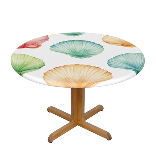 Bunte, runde Tischdecke mit Muschelmotiv und elastischem Rand, Dehnbare Tischdecke mit Meeresmotiv für 40-44 Zoll große Tische, wasserdichter Schutz für Essenspartys im Innen- und Außenbereich Bunte, runde Tischdecke mit Muschelmotiv und elastischem Rand, Dehnbare Tischdecke mit Meeresmotiv für 40-44 Zoll große Tische, wasserdichter Schutz für Essenspartys im Innen- und Außenbereich von Anceky
