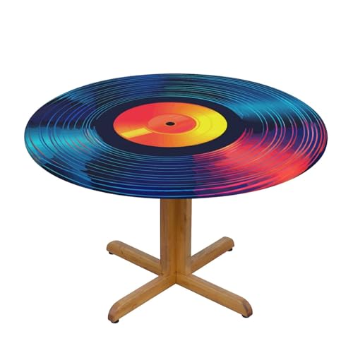 Bunte Vinyl-CD-Tischdecke, rund, mit elastischem Rand, Dehnbare Tischdecke mit Musikschallplatte für 45-50 Zoll große Tische, wasserdichter Schutz für Essenspartys im Innen- und Außenbereich Bunte Vinyl-CD-Tischdecke, rund, mit elastischem Rand, Dehnbare Tischdecke mit Musikschallplatte für 45-50 Zoll große Tische, wasserdichter Schutz für Essenspartys im Innen- und Außenbereich von Anceky