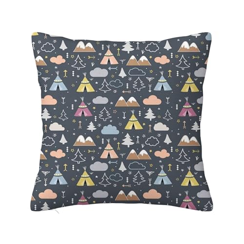 Camping-Dekor-Kissenbezüge, ethnische Outdoor-Zelte, Wolken, weicher Plüsch, doppelseitige Couch-Kissenbezüge für Kissen, Sofa, Wohnzimmer, Heimdekoration, dunkelgrau, mehrfarbig, 55,9 x 55,9 cm Camping-Dekor-Kissenbezüge, ethnische Outdoor-Zelte, Wolken, weicher Plüsch, doppelseitige Couch-Kissenbezüge für Kissen, Sofa, Wohnzimmer, Heimdekoration, dunkelgrau, mehrfarbig, 55,9 x 55,9 cm von Anceky
