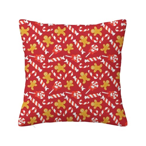 Dekorative quadratische Kissenbezüge mit Zuckerstangenmotiv, Lebkuchenmann-Süßigkeiten, neu, superweicher Kissenbezug für Wohnzimmer, Schlafzimmer, Sofa, Couch, Kissenbezug, Braunrot, 61 x 61 cm Dekorative quadratische Kissenbezüge mit Zuckerstangenmotiv, Lebkuchenmann-Süßigkeiten, neu, superweicher Kissenbezug für Wohnzimmer, Schlafzimmer, Sofa, Couch, Kissenbezug, Braunrot, 61 x 61 cm von Anceky