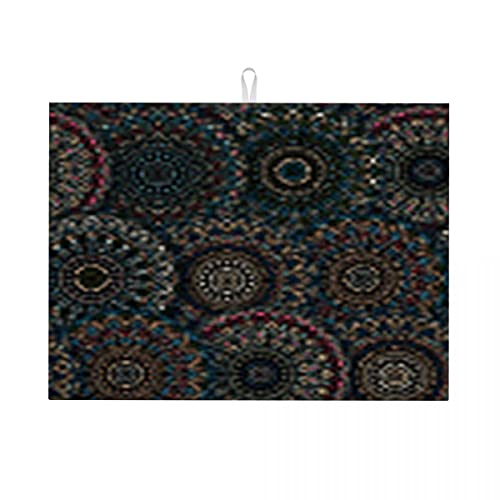 Dunkle Abtropfmatte mit Retro-Blumen-Textur, wendbar, groß, 45,7 x 61 cm Dunkle Abtropfmatte mit Retro-Blumen-Textur, wendbar, groß, 45,7 x 61 cm von Anceky