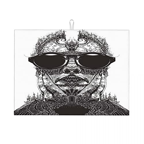 Fantasy-Kritzeleien von Kopf und Landschaftsarchitektur und Natur, künstlerische Abtropfmatte für die Küchentheke, Silikon-Abtropfmatte, langlebig, groß, 45,7 x 61 cm Fantasy-Kritzeleien von Kopf und Landschaftsarchitektur und Natur, künstlerische Abtropfmatte für die Küchentheke, Silikon-Abtropfmatte, langlebig, groß, 45,7 x 61 cm von Anceky