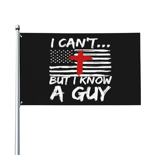 Flagge „I Can't But I Know a Guy, 3 x 5 Zoll, lustige Jesus-Kreuz-Flagge für Hof, Rasen, Garten oder den Einsatz im Urlaub im Freien von Anceky