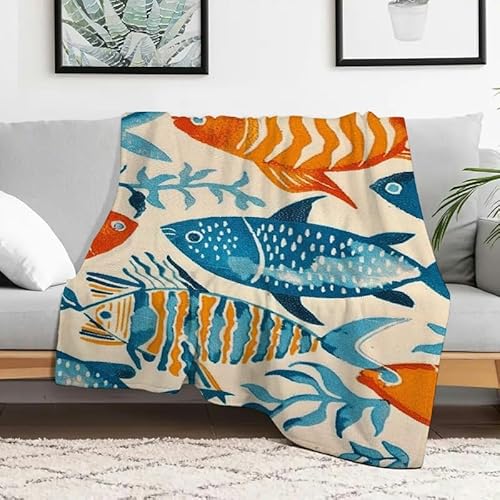 Flanelldecke mit Fischmuster, weiche, warme, leichte, gemütliche Decke für Sofa, Reisen, Camping, Bett, Mehrzweckgeschenk, 101,6 x 127 cm Flanelldecke mit Fischmuster, weiche, warme, leichte, gemütliche Decke für Sofa, Reisen, Camping, Bett, Mehrzweckgeschenk, 101,6 x 127 cm von Anceky