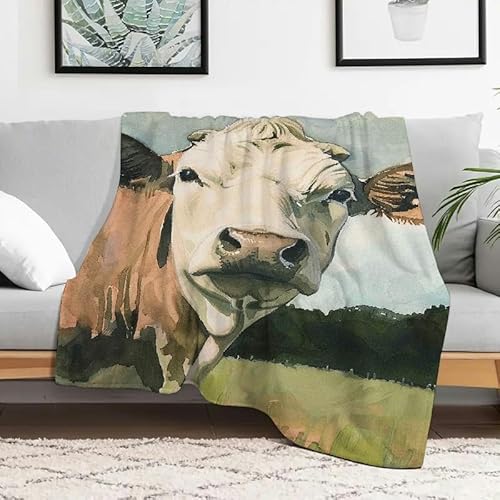 Flanelldecke mit Kuhfeld-Sky-Motiv, weich, warm, gemütlich, dekorative Decke für Sofa, Reisen, Camping, Bett, Mehrzweckgeschenk, 127 x 152 cm von Anceky