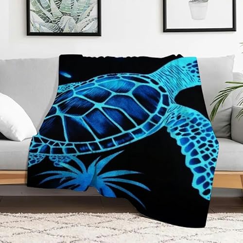 Flanelldecke mit Schildkröten- -Biolumineszenz, weich, warm, leicht, Mehrzweck-Geschenkdecke für Sofa, Reisen, Camping, Bett, Stuhl, 127 x 152 cm von Anceky