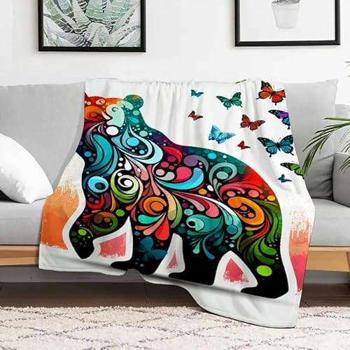 Flanelldecke mit bunten abstrakten Schmetterlingen, weiche, warme Mehrzweckdecke für Sofa, Reisen, Camping, Bett, Stuhl, 127 x 152 cm Flanelldecke mit bunten abstrakten Schmetterlingen, weiche, warme Mehrzweckdecke für Sofa, Reisen, Camping, Bett, Stuhl, 127 x 152 cm von Anceky