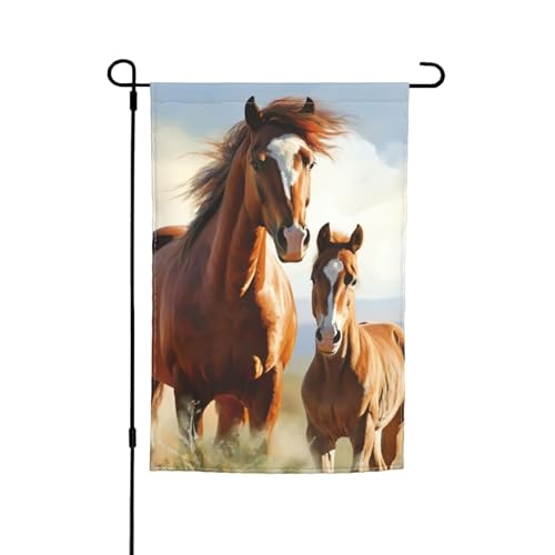 Gartenflagge, 30,5 x 45,7 cm, Pferd und sein Fohlen, vertikal, doppelseitig, kleine Gartenflaggen für den Außenbereich, Hof, Rasen, Blumen, saisonale Flagge für Hof, Feiertagshausflagge von Anceky