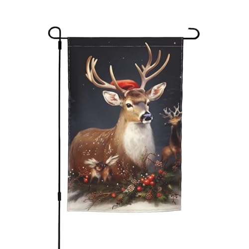Gartenflagge, 30,5 x 45,7 cm, Weihnachtshirsch, vertikal, doppelseitig, kleine Gartenflaggen für den Außenbereich, Hof, Rasen, Blumen, saisonale Flagge für Hof, Feiertagshausflagge von Anceky