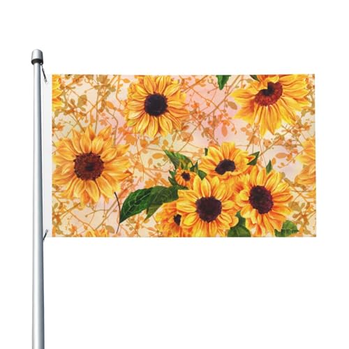 Gelbe Sonnenblumen für draußen, 3 x 5 Flagge, doppelseitig, Bannerflaggen für Zimmer, Gartendekoration für draußen, Partyzubehör, Wanddekoration, Hintergrund für draußen, drinnen, Haus, Garten, Rasen, von Anceky