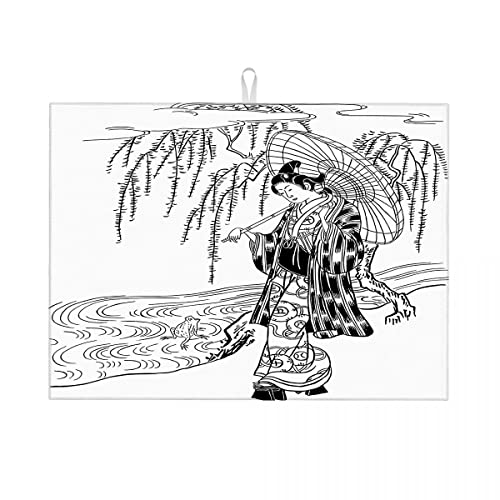 Geschirrablage mit japanischem Natur-Linienmuster, Abtropfmatte für die Theke, Geschirrmatte, Deko, klein, 40,6 x 45,7 cm Geschirrablage mit japanischem Natur-Linienmuster, Abtropfmatte für die Theke, Geschirrmatte, Deko, klein, 40,6 x 45,7 cm von Anceky