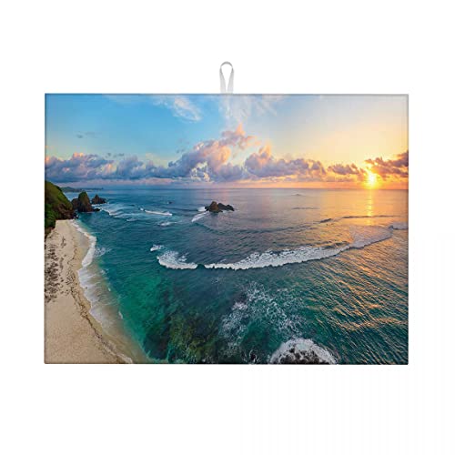 Geschirrmatten mit Strandblick, Küstenlinie, lustige Küchenmatte, klein, 40,6 x 45,7 cm Geschirrmatten mit Strandblick, Küstenlinie, lustige Küchenmatte, klein, 40,6 x 45,7 cm von Anceky