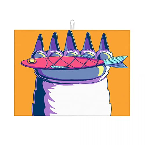 Handgezeichnete künstlerische Illustration „Fisch in einer Bärentatze, künstlerische Abtropfmatte, XL, Abtropfmatte, hitzebeständige Matte, klein, 40,6 x 45,7 cm Handgezeichnete künstlerische Illustration „Fisch in einer Bärentatze, künstlerische Abtropfmatte, XL, Abtropfmatte, hitzebeständige Matte, klein, 40,6 x 45,7 cm von Anceky