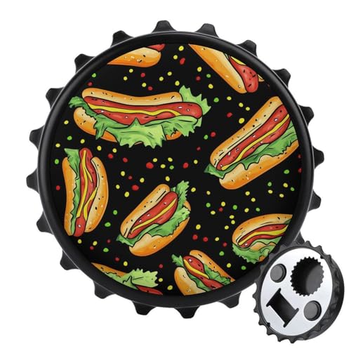 Hot Dog Kühlschrankmagnete, rund, Kühlschrankmagnet, lustiger Flaschenöffner für Zuhause, Küche, Büro, Schwarz Hot Dog Kühlschrankmagnete, rund, Kühlschrankmagnet, lustiger Flaschenöffner für Zuhause, Küche, Büro, Schwarz von Anceky