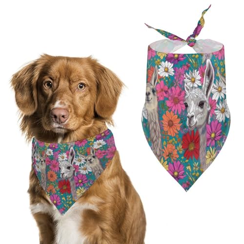 Hundehalstücher mit Lama-Blumen-Aufdruck, originelles Haustier-Dreieckstuch, Welpen-Taschentuch für kleine, mittelgroße und große Hunde, Katzen, Kaninchen Hundehalstücher mit Lama-Blumen-Aufdruck, originelles Haustier-Dreieckstuch, Welpen-Taschentuch für kleine, mittelgroße und große Hunde, Katzen, Kaninchen von Anceky