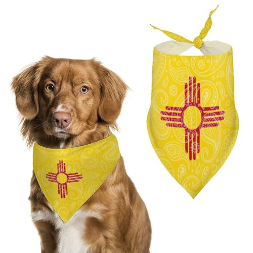 Hundehalstücher mit Paisleymuster und Flagge des Staates New Mexico, originelles Dreieckstuch für Haustiere, Welpen, Taschentuch für kleine, mittelgroße und große Hunde, Katzen, Kaninchen Hundehalstücher mit Paisleymuster und Flagge des Staates New Mexico, originelles Dreieckstuch für Haustiere, Welpen, Taschentuch für kleine, mittelgroße und große Hunde, Katzen, Kaninchen von Anceky