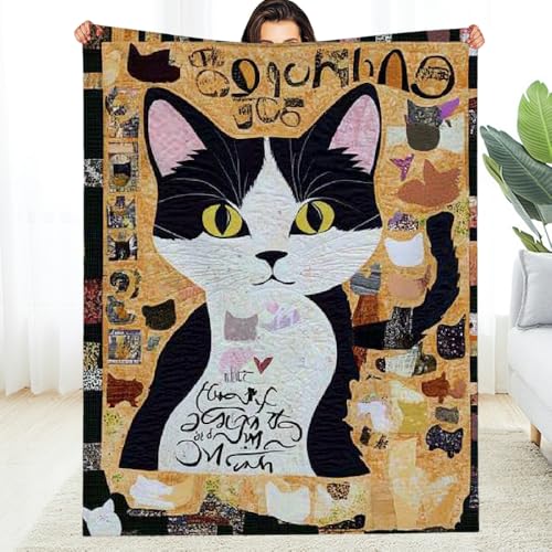 Katzen-Mosaik-Steppdecke aus Flanell, weich, warm, multifunktional für Sofa, Reisen, Camping, Bett, Stuhl, Geschenk für alle Jahreszeiten, 101,6 x 127 cm Katzen-Mosaik-Steppdecke aus Flanell, weich, warm, multifunktional für Sofa, Reisen, Camping, Bett, Stuhl, Geschenk für alle Jahreszeiten, 101,6 x 127 cm von Anceky