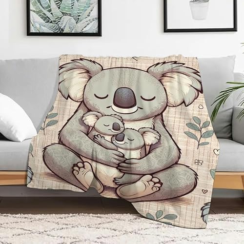 Koalas-Flanelldecke, weicher, Warmer, strapazierfähiger Stoff, multifunktionale Geschenkdecke für Sofa, Reisen, Camping, Bett, Stuhl, 127 x 152 cm von Anceky
