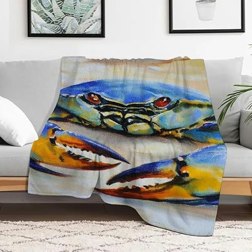 Krabben-Flanelldecke, strapazierfähig, weich, warm, gemütlich, dekorative Decke für Sofa, Reisen, Camping, Bett, Mehrzweckgeschenk, 127 x 152 cm von Anceky