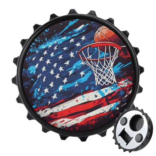 Kühlschrankmagnete mit Basketballkörben und USA-Flagge, rund, magnetisch, lustiger Flaschenöffner für Zuhause, Küche, Büro, Schwarz Kühlschrankmagnete mit Basketballkörben und USA-Flagge, rund, magnetisch, lustiger Flaschenöffner für Zuhause, Küche, Büro, Schwarz von Anceky