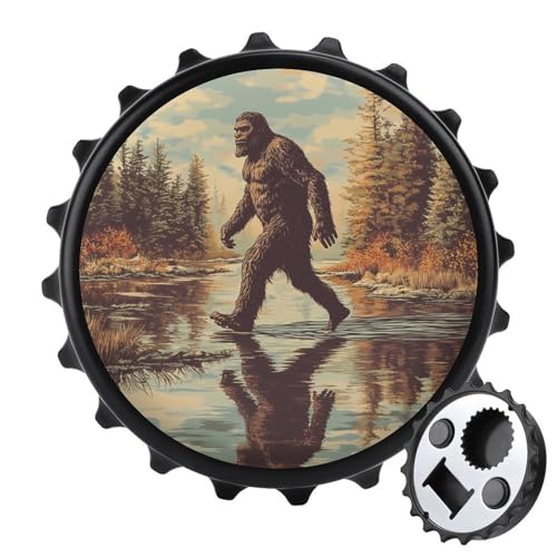 Kühlschrankmagnete mit Bigfoot-Sasquatch-Motiv, rund, magnetisch, lustiger Flaschenöffner für Zuhause, Küche, Büro, Schwarz Kühlschrankmagnete mit Bigfoot-Sasquatch-Motiv, rund, magnetisch, lustiger Flaschenöffner für Zuhause, Küche, Büro, Schwarz von Anceky