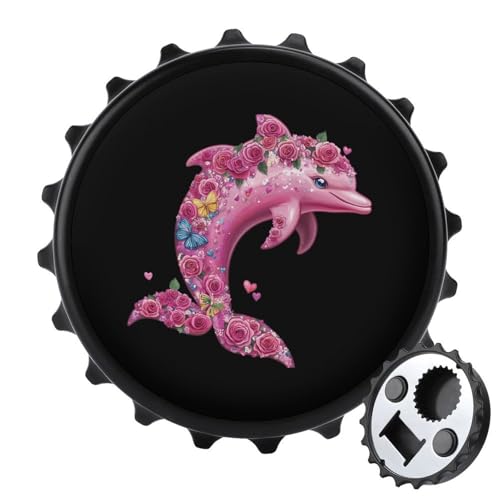 Kühlschrankmagnete mit Blumenmotiv, Delfinmotiv, rund, magnetisch, lustiger Flaschenöffner für Zuhause, Küche, Büro, Schwarz Kühlschrankmagnete mit Blumenmotiv, Delfinmotiv, rund, magnetisch, lustiger Flaschenöffner für Zuhause, Küche, Büro, Schwarz von Anceky