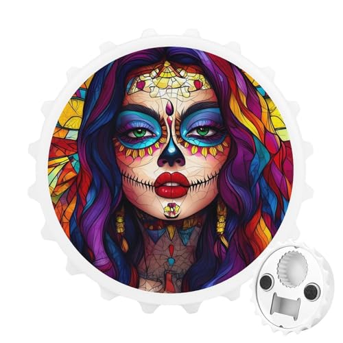 Kühlschrankmagnete mit Blumenmotiv „Day of The Dead, Totenkopf-Motiv, Gothic-Stil, rund, magnetisch, lustiger Flaschenöffner für Zuhause, Küche, Büro, Weiß Kühlschrankmagnete mit Blumenmotiv „Day of The Dead, Totenkopf-Motiv, Gothic-Stil, rund, magnetisch, lustiger Flaschenöffner für Zuhause, Küche, Büro, Weiß von Anceky